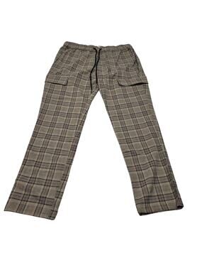Pacsun NWT plaid cargo pull on pants tan brown tapered drawstring grunge large